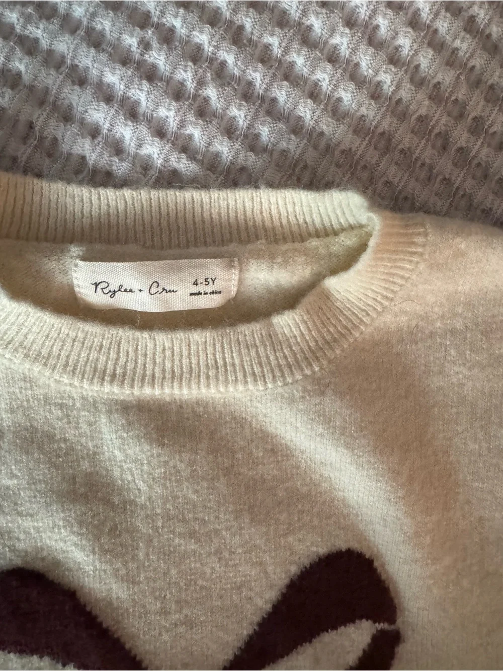 Rylee + Cru Brown Bow Knit Cream Sweater